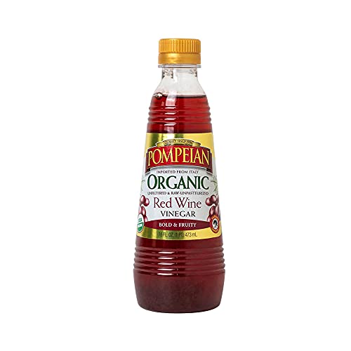 Pompeian Gourmet Organic Red Wine Vinegar, Unfiltered & Unpasteurized, Perfect for Marinades, Salad Dressings, 16 FL. OZ., Pack of 6