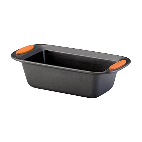 Rachael Ray 54079 Yum-o! Bakeware Oven Lovin' Nonstick Loaf Pan, 9-Inch by 5-Inch Steel Pan, Gray with Orange Handles