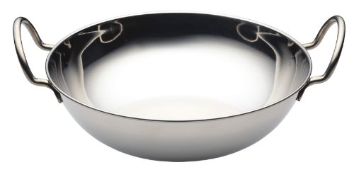 KitchenCraft World of Flavours Indian Style Balti Serving Dish, Stainless Steel, 26 cm