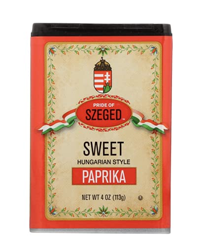 Pride of Szeged Sweet Paprika Powder, Hungarian Style Seasoning Spice, Deep Red, 4 oz. Tin, 1-Count