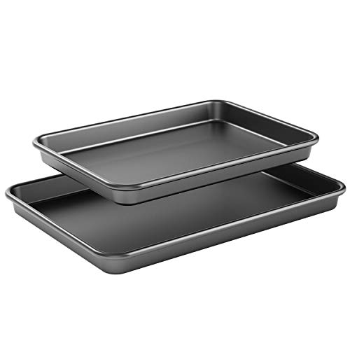 Super Thick 0.7mm Nonstick Cookie Sheet Pan, Metal Baking Tray, 2 Pack Baking Sheet Pans, Large and Medium Cookie Pan Set