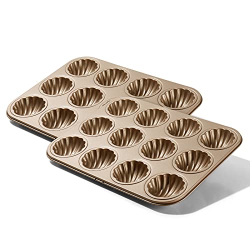 Madeleine Mold Cake Pan Non-Stick Scallop Madeleine Bakeware Set Cookie/Macaron/Shell/Dessert Baking Pan (XJZ-12*2-madeleine)