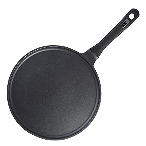 S·KITCHN Crepe Pan Nonstick Die-cast Aluminum Non-stick Induction Compatible Flat Tawa Griddle - 11Inches