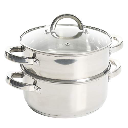 Oster Sangerfield Stainless Steel Cookware, 3.0-Quart Casserole Set w/Steamer Basket