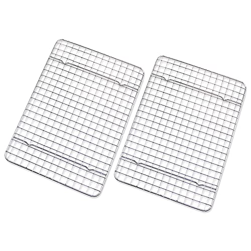 Checkered Chef Cooling Rack - Set of 2 Stainless Steel, Oven Safe Grid Wire Racks for Cooking & Baking - 8” x 11 ¾"