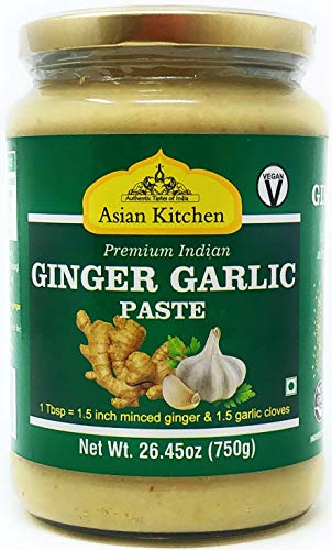 Asian Kitchen Ginger-Garlic Cooking Paste 26.5oz (750g) ~ Vegan | Glass Jar | Gluten Free | NON-GMO | No Colors | Indian Origin