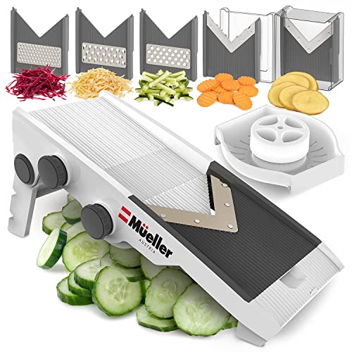 Mueller Multi Blade Adjustable Mandoline Cheese/Vegetable Slicer, Cutter, Shredder with Precise Maximum Adjustability