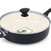 GreenPan Rio 5QT Ceramic Non-Stick Covered Skillet with Helper Handle, Black - CW000058-003