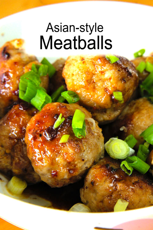 Easy Asian pork meatballs with Chinese BBQ sauce. Pan-fry and coat with sauce. Make a large batch to freeze for up to a month.
