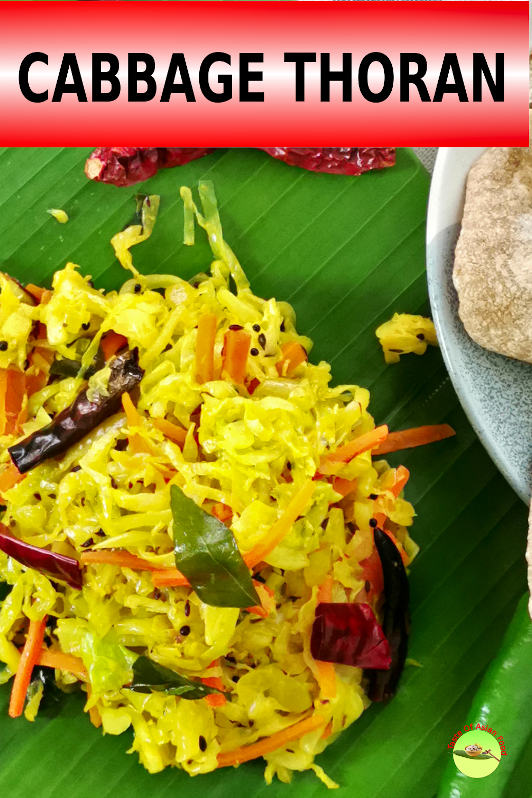 Cabbage thoran (cabbage poriyal) is the classic Indian cabbage stir fry as a side dish. It is a famous Kerala cuisine and is also popular in Malaysia.