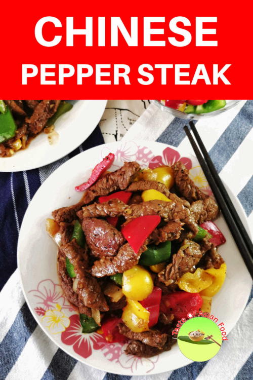 Try this Chinese pepper steak for a change! You may expect this is served uncut, but it is the opposite. The bite-sized pieces of steak are cooked over high heat and caramelized with a savory sauce.