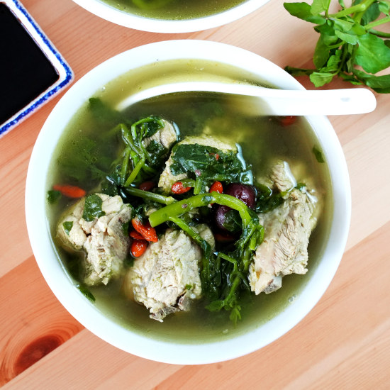 Chinese watercress soup square