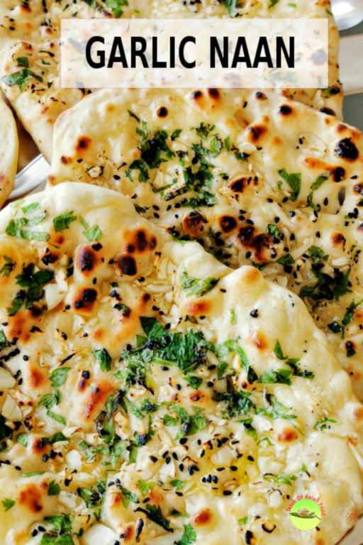 Garlic naan is the Indian flatbread flavored with chopped garlic, coriander leaves, and kalonji seeds and brush with melted butter.