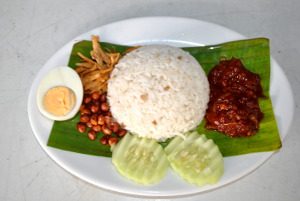 hard boiled eggs with nasi lemak