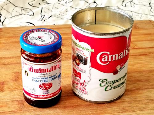 evaporated milk and Thai chili sauce