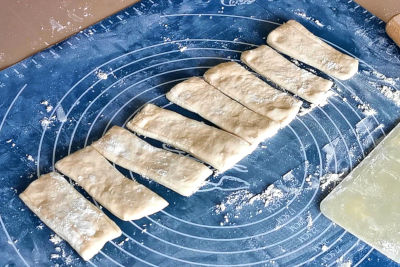 Cut the dough to small portions