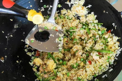 Nasi goreng - add soy sauce